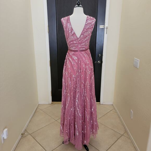 Mac Duggal 5445 Purple Pink 4 Embellished Cap Sleeve Evening Gown Formal Dress - Picture 11 of 13